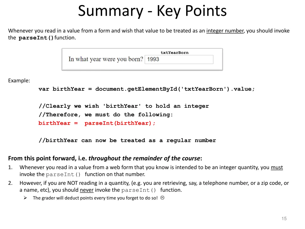 summary key points