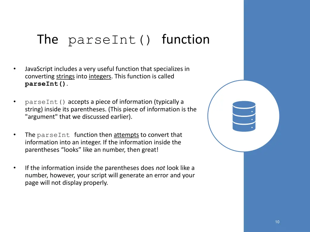 the parseint function