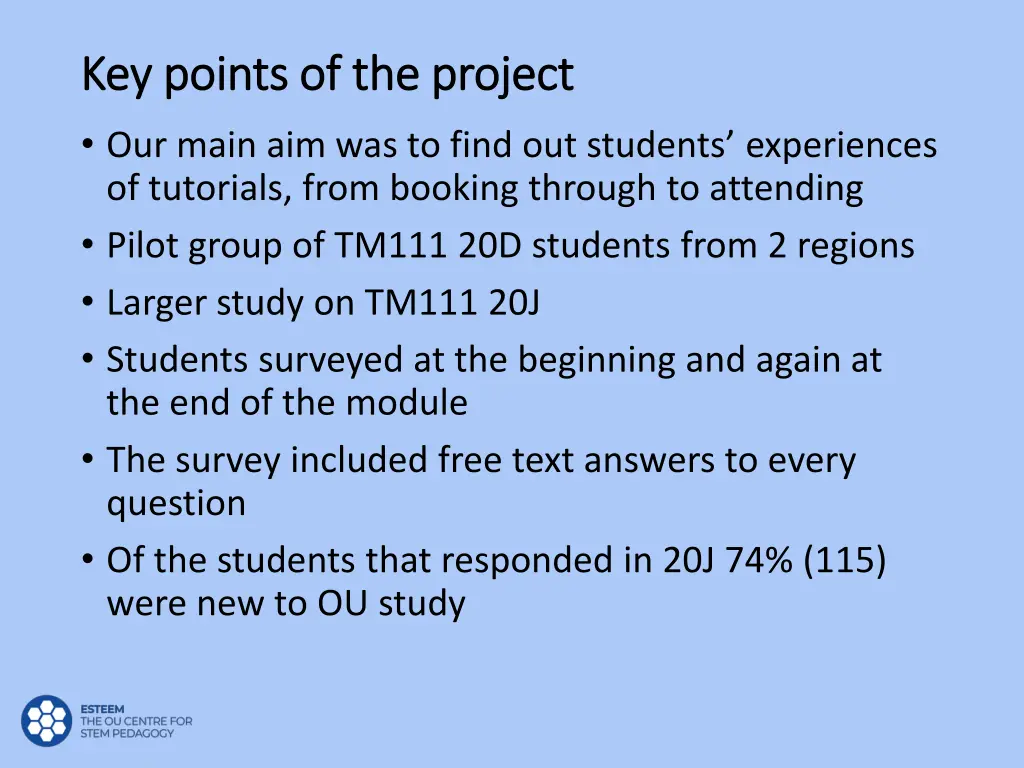 key points of the project key points
