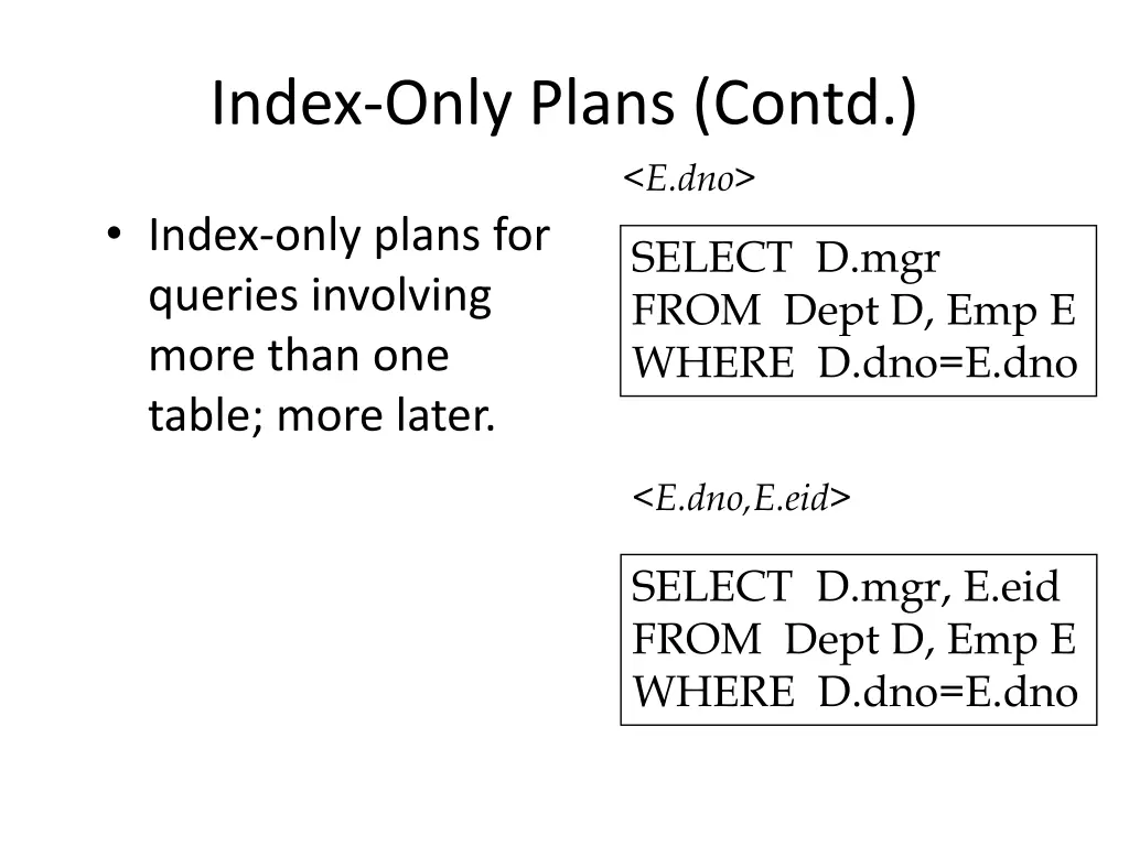 index only plans contd 1