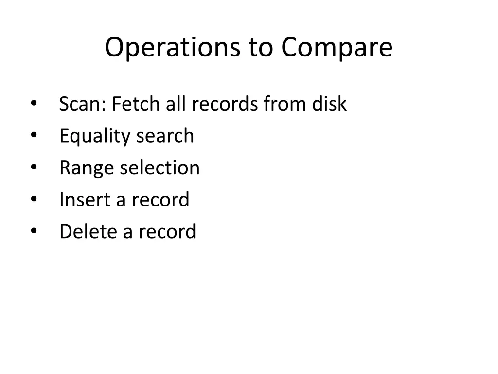 operations to compare