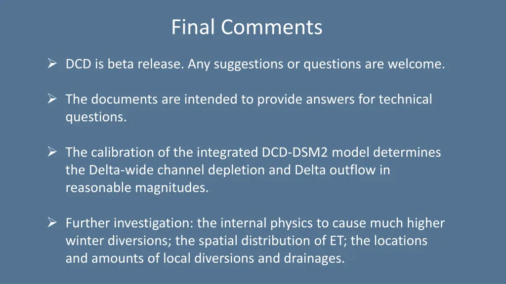 final comments