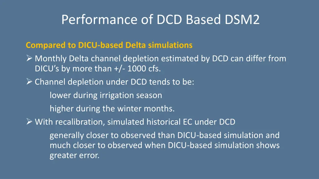 performance of dcd based dsm2 1