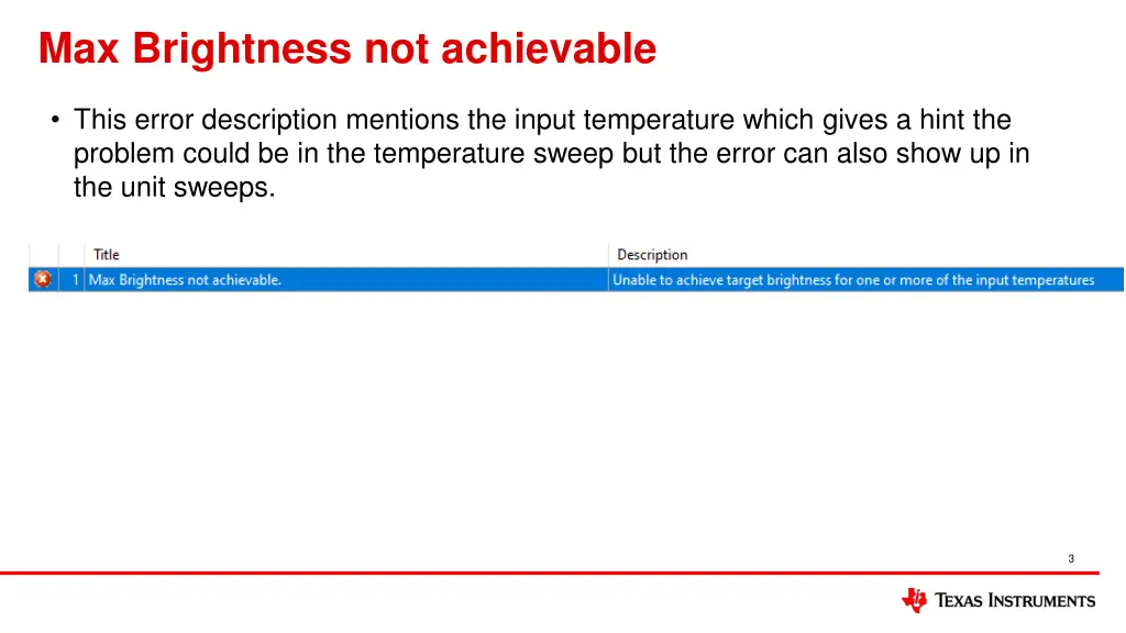 max brightness not achievable