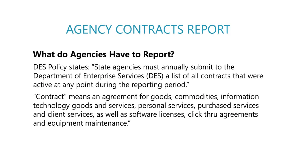 agency contracts report 1