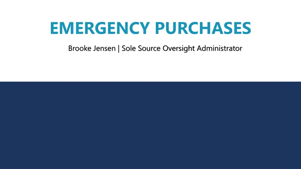 emergency purchases