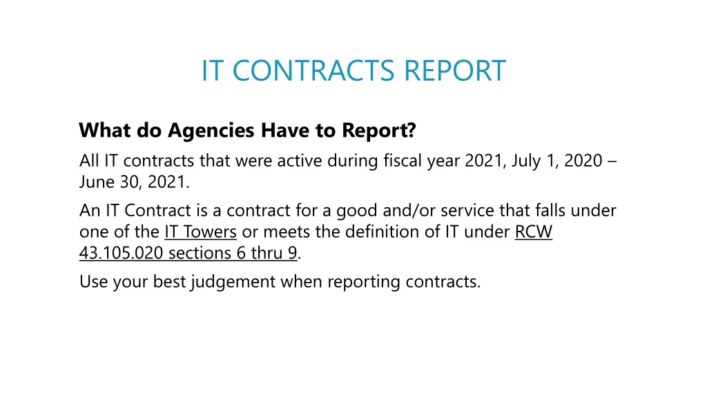 it contracts report 1
