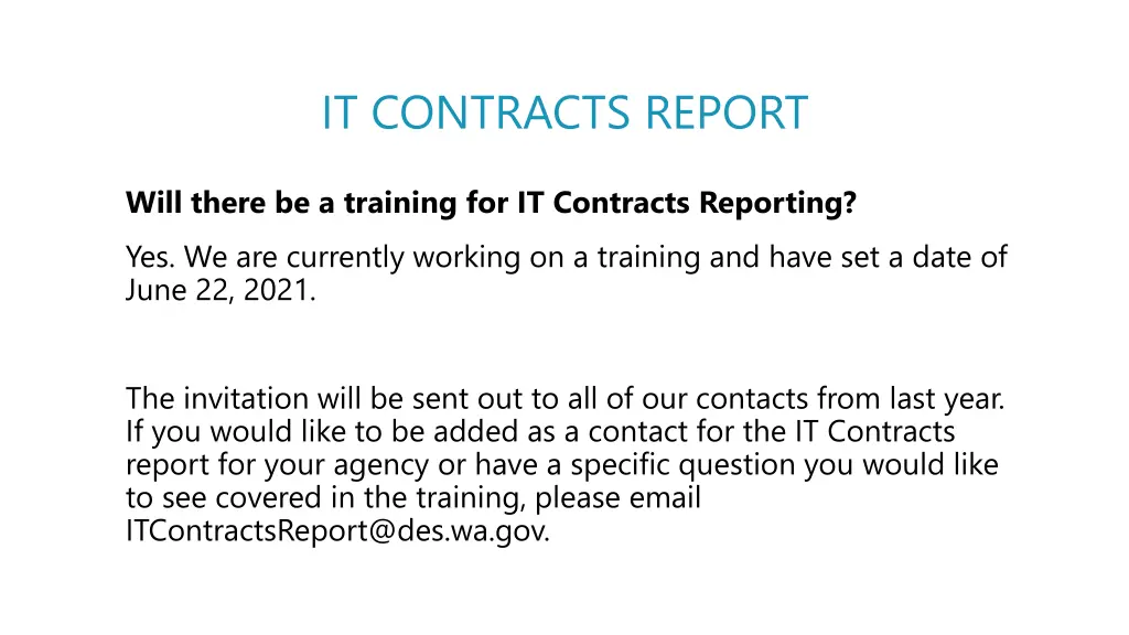 it contracts report 2