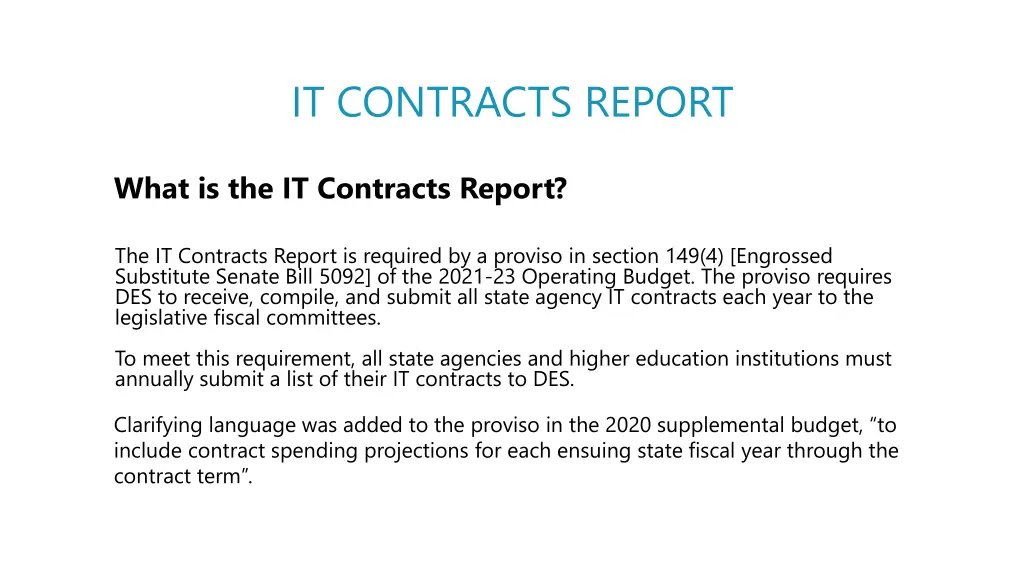 it contracts report