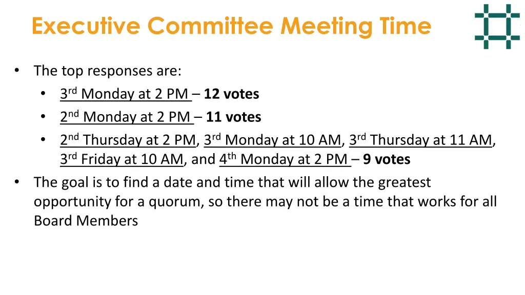 executive committee meeting time 1