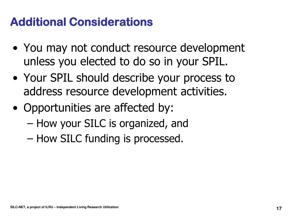 additional considerations additional