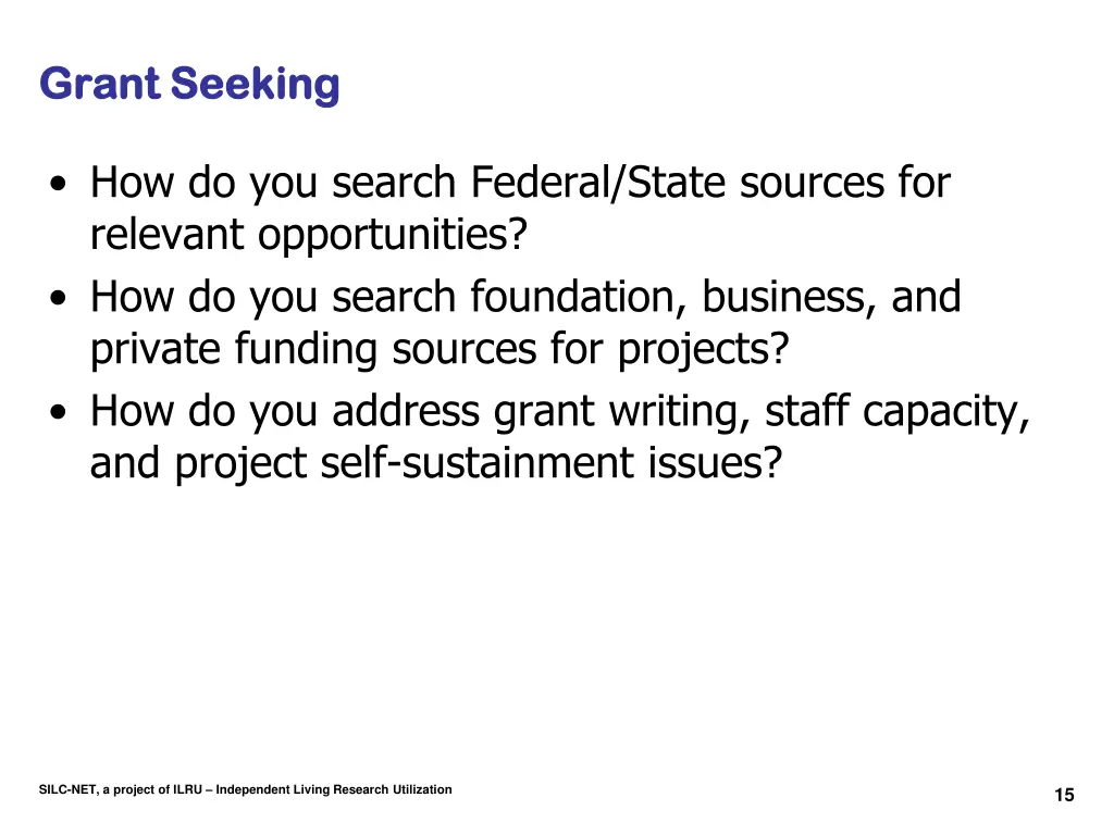 grant seeking grant seeking
