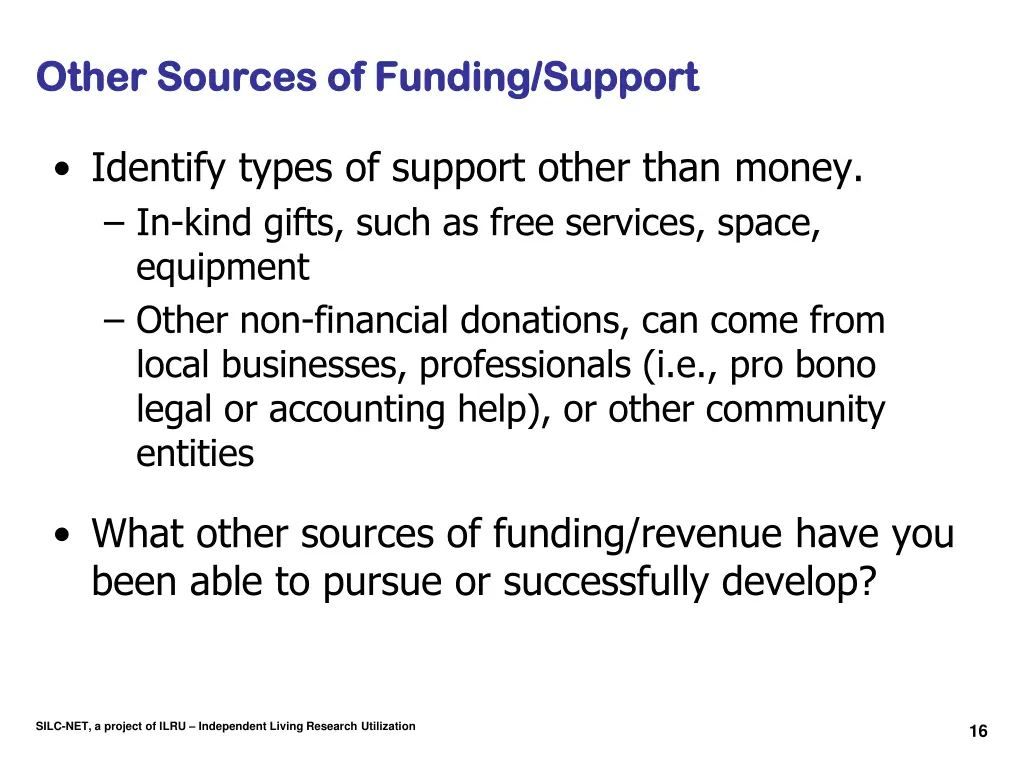 other sources of funding support other sources