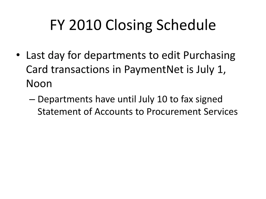 fy 2010 closing schedule 2