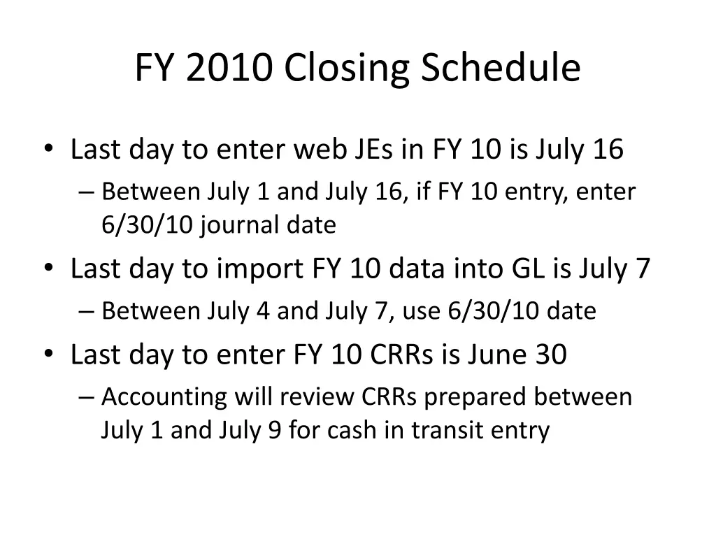 fy 2010 closing schedule 3