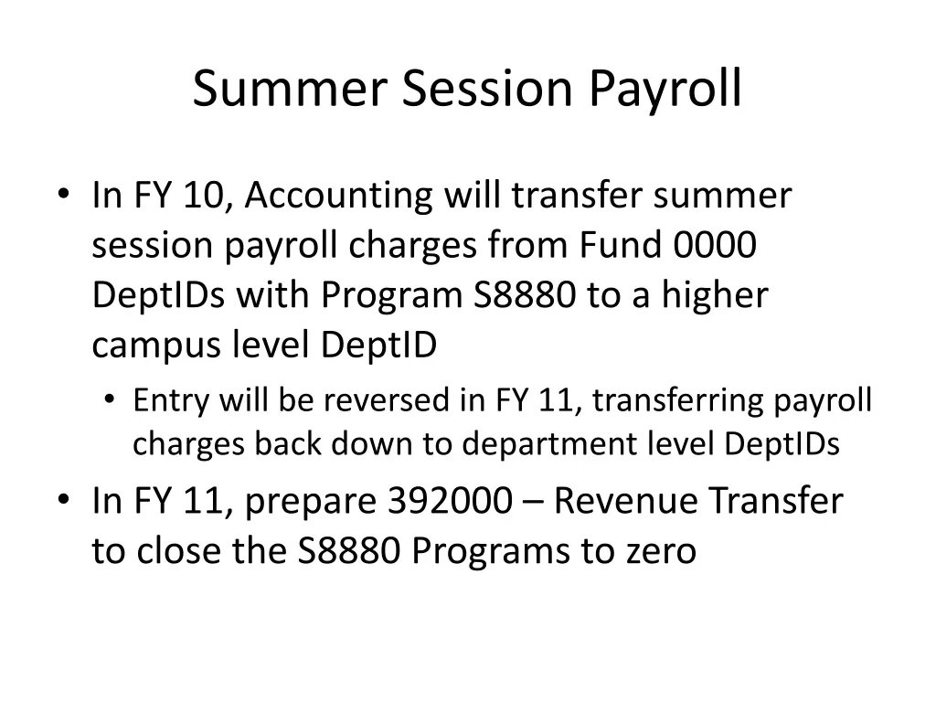 summer session payroll