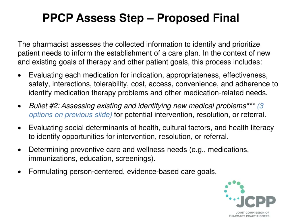 ppcp assess step proposed final