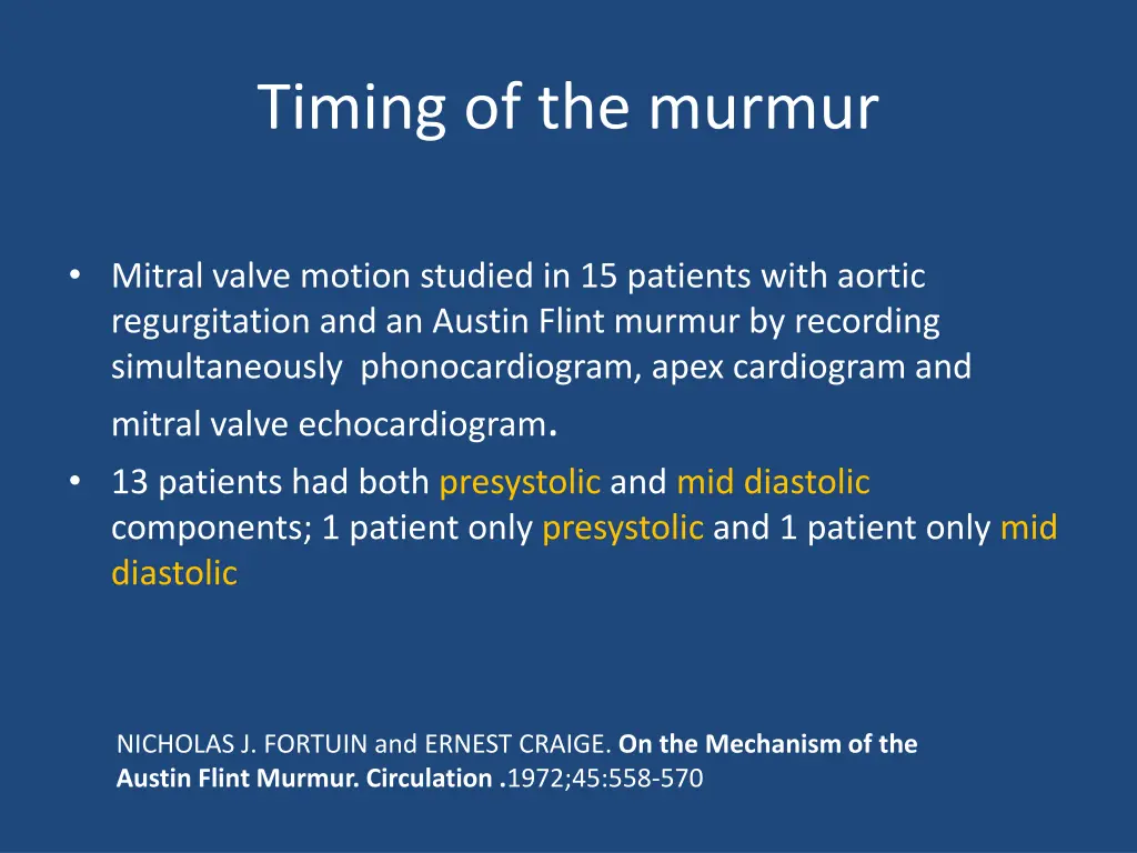 timing of the murmur