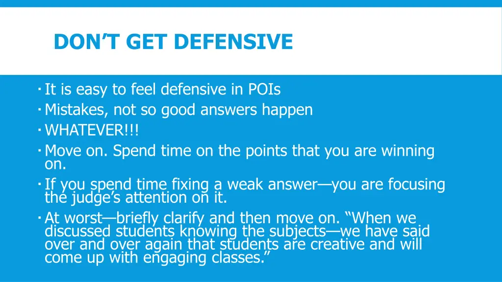don t get defensive