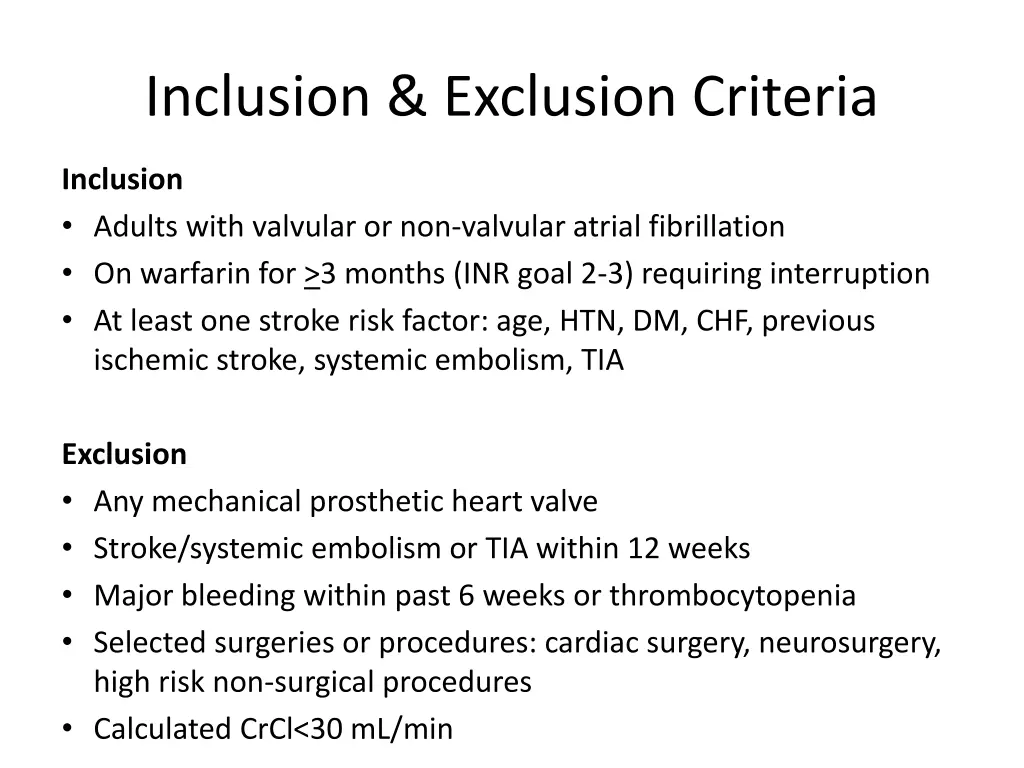 inclusion exclusion criteria