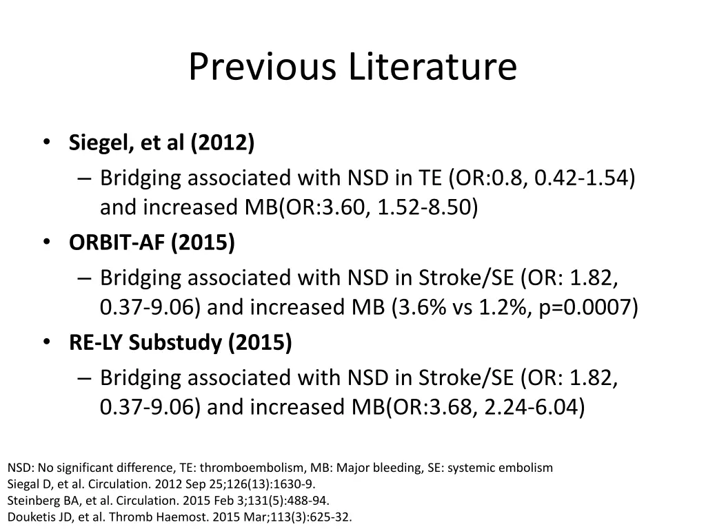 previous literature