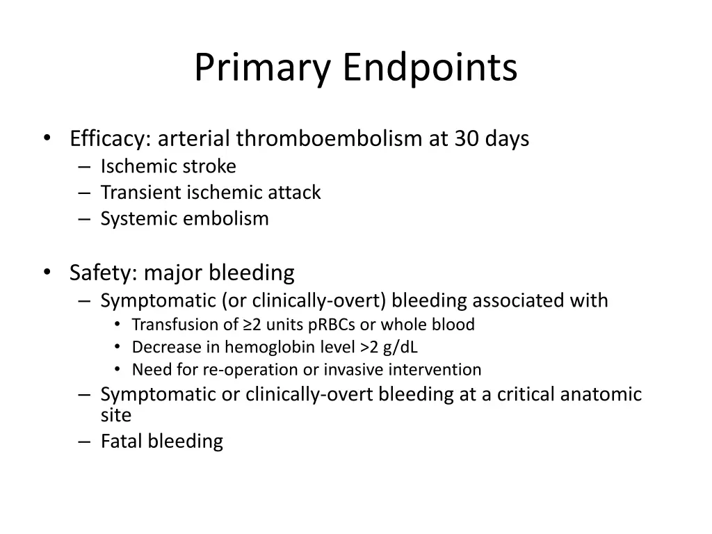 primary endpoints