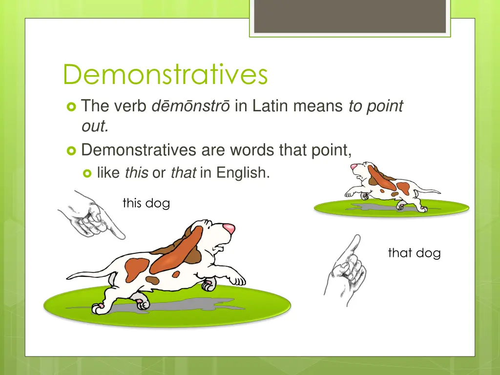 demonstratives the verb d m nstr in latin means
