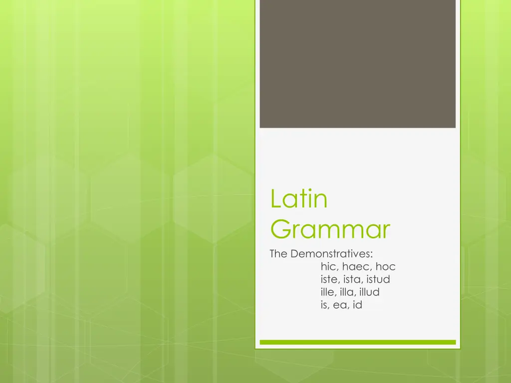 latin grammar the demonstratives hic haec