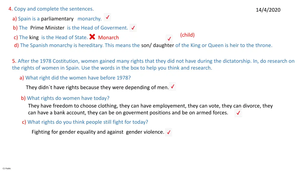 4 copy and complete the sentences