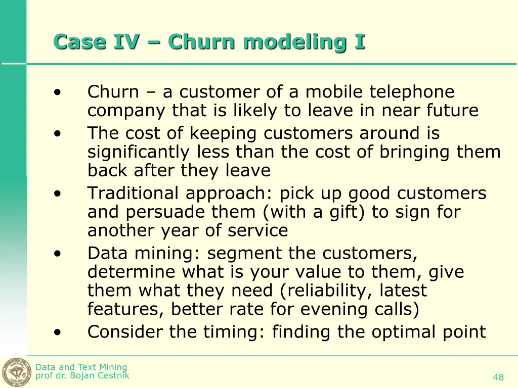 case iv churn modeling i