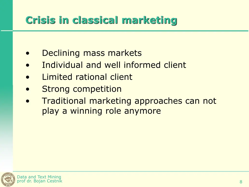 crisis in classical marketing
