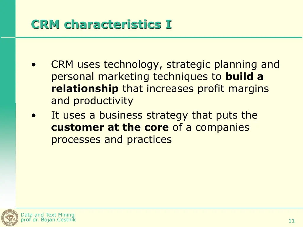 crm characteristics i
