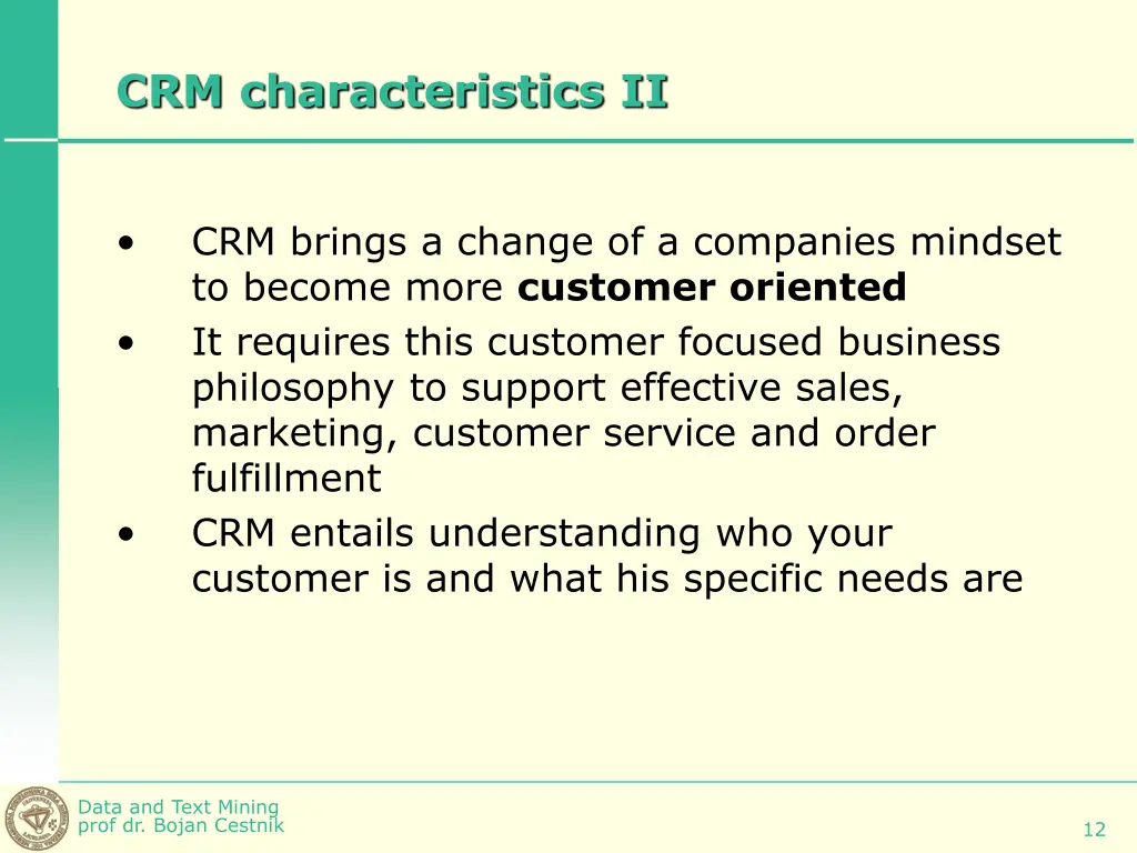 crm characteristics ii