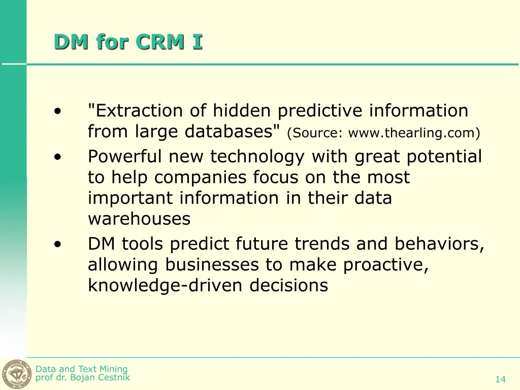 dm for crm i