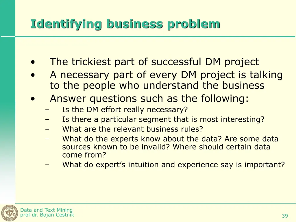 identifying business problem