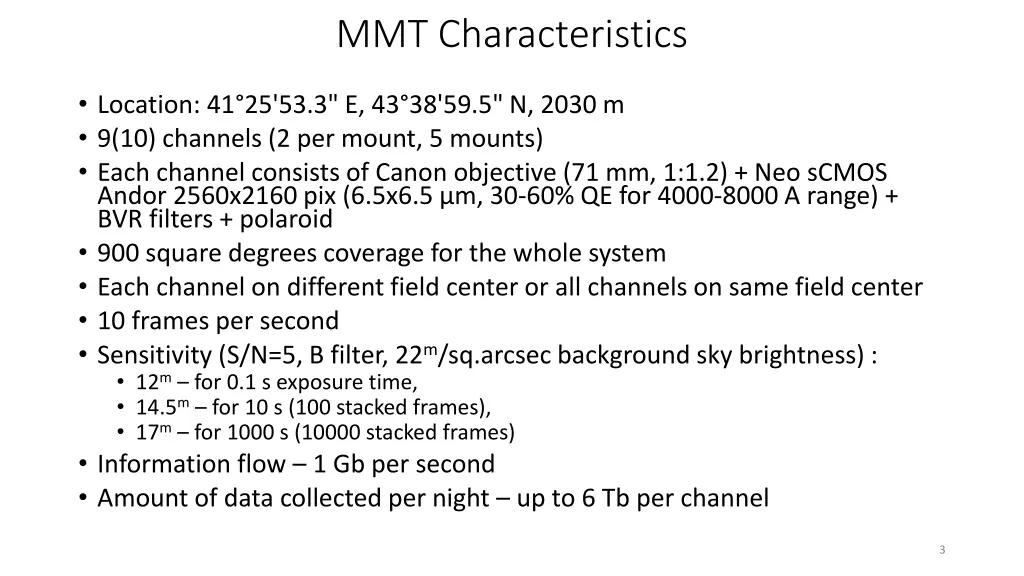 mmt characteristics