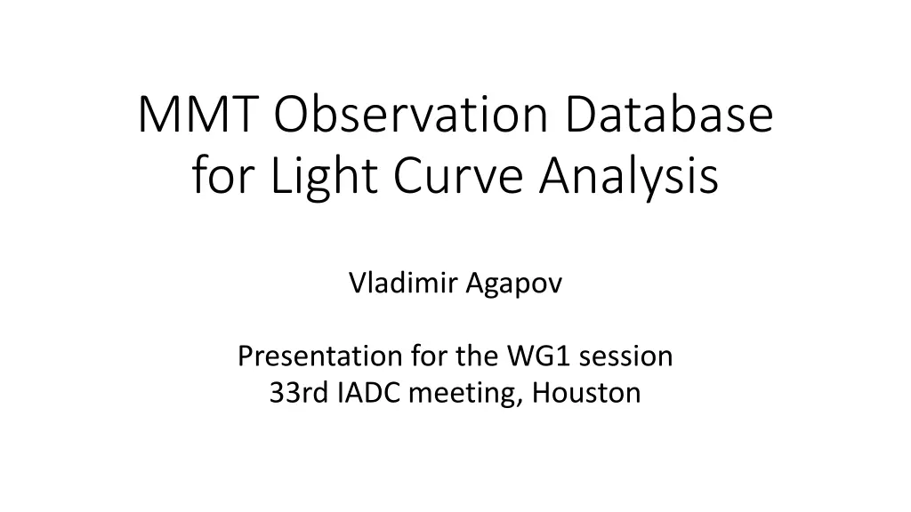mmt observation database for light curve analysis
