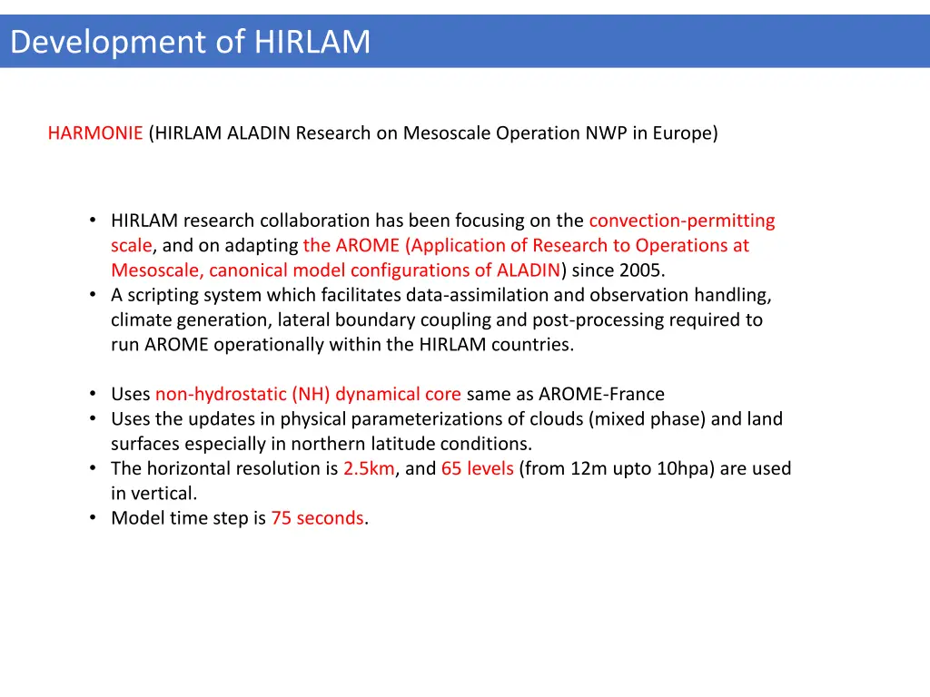 development of hirlam 1