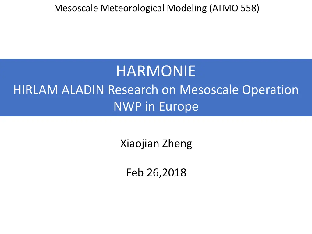 mesoscale meteorological modeling atmo 558