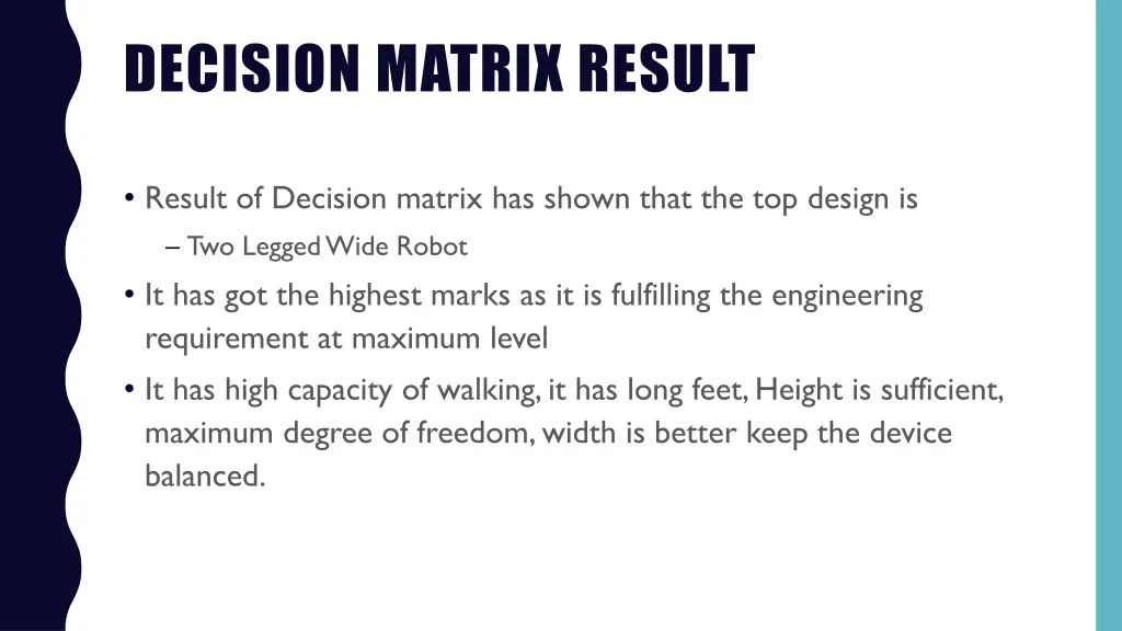 decision matrix result