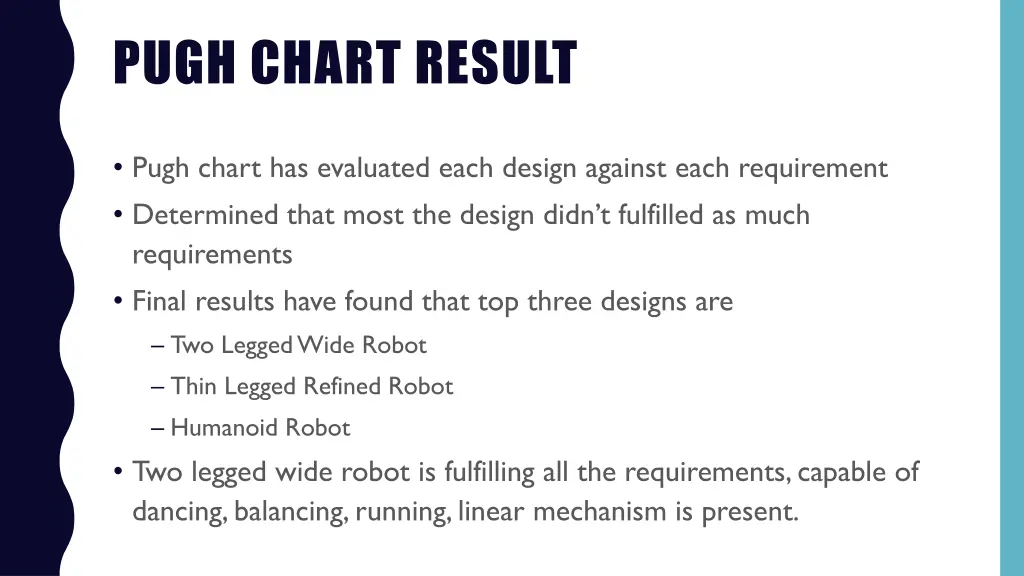 pugh chart result