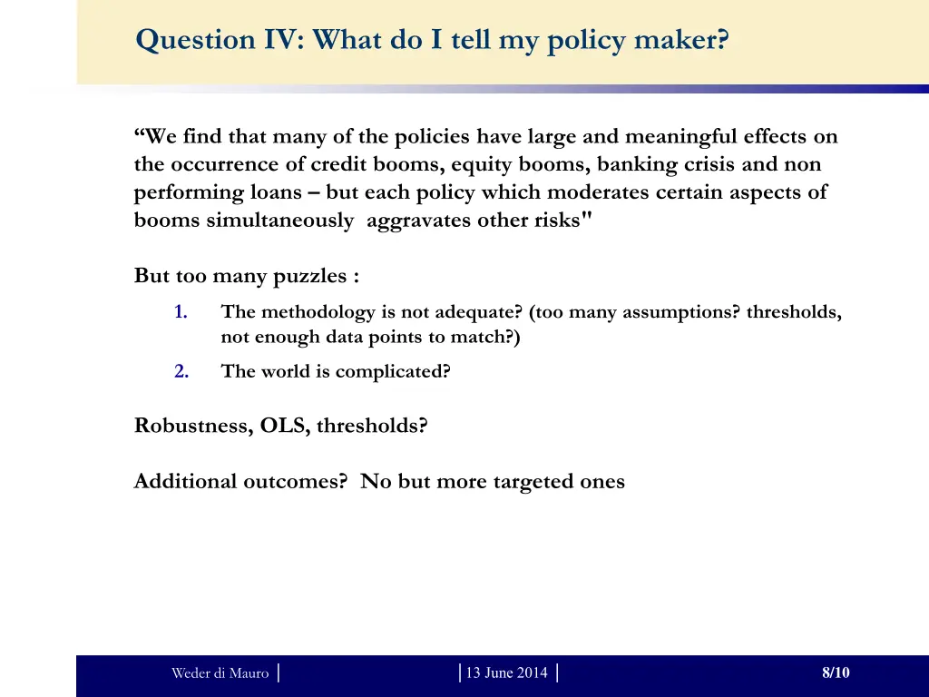 question iv what do i tell my policy maker