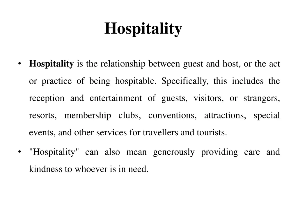hospitality