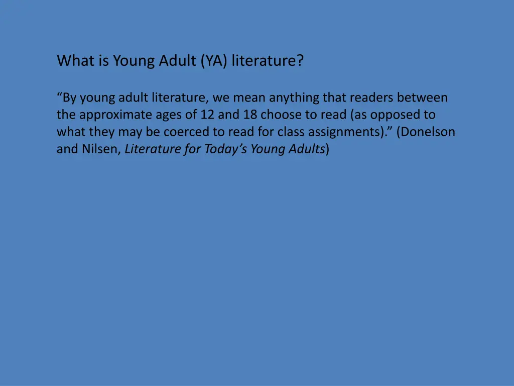 what is young adult ya literature