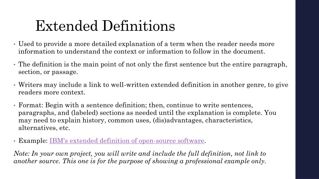 extended definitions