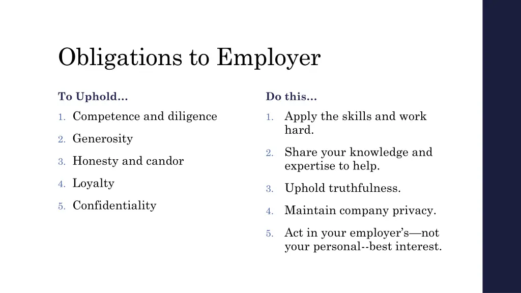 obligations to employer