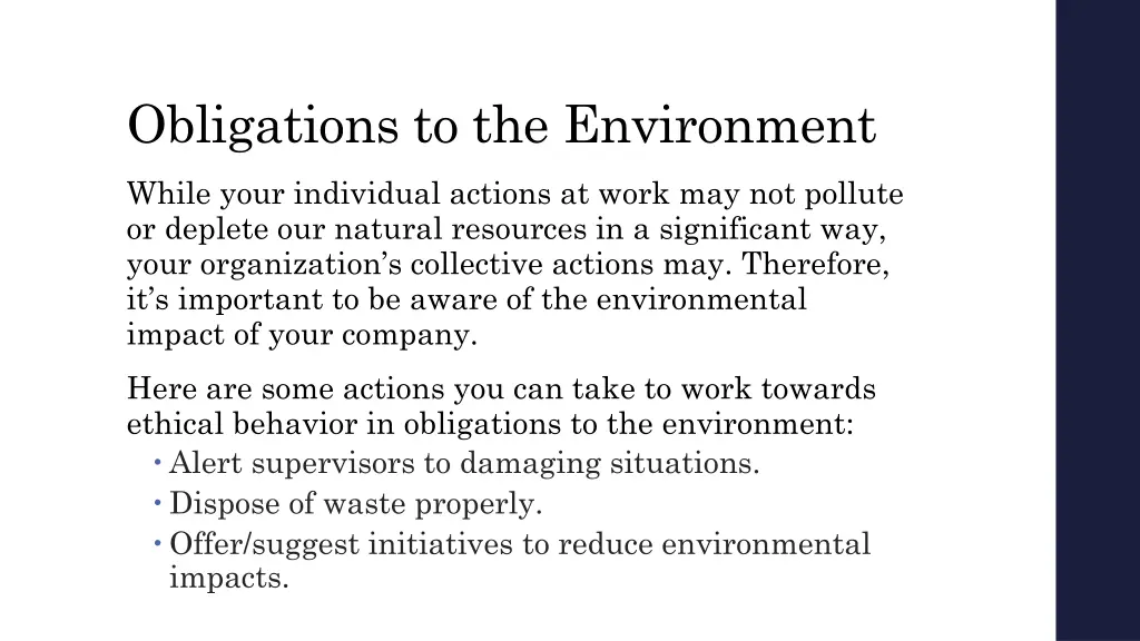 obligations to the environment