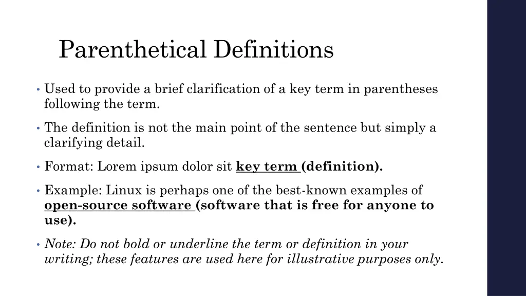 parenthetical definitions