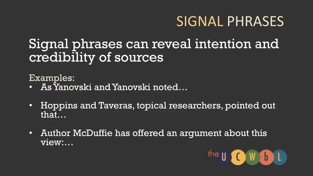 signal phrases