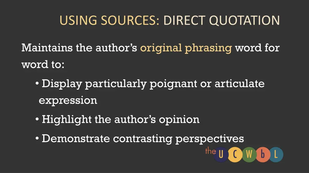 using sources direct quotation